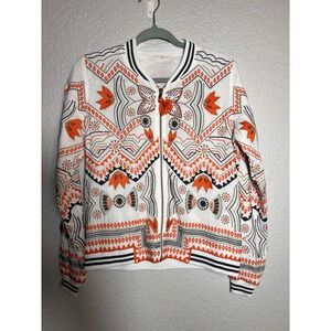 Lovestitch Embroidered Bomber Jacket‎ Orange Cream Black Bohemian S